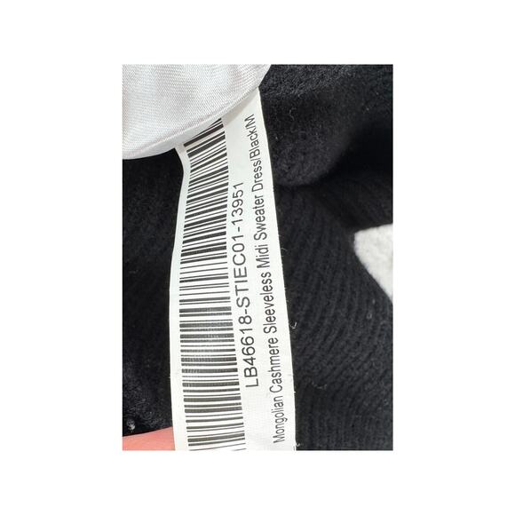 Quince 100% Mongolian Cashmere Black Midi Sweater Dress Sleeveless Ribbed NWT M - Picture 8 of 11